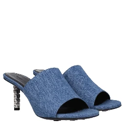 Blue Fabric Platform Sandals