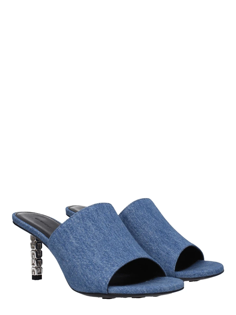 Blue Fabric Platform Sandals