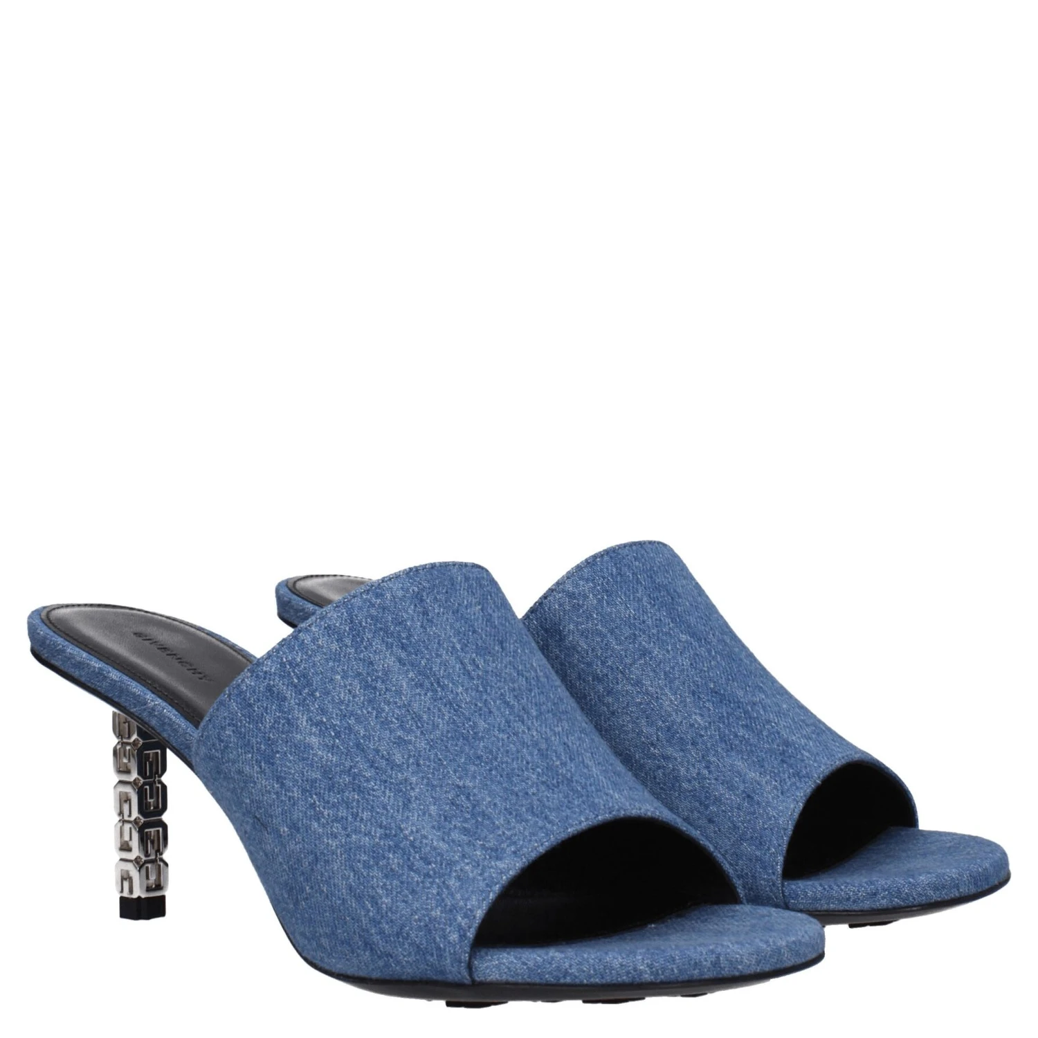 Blue Fabric Platform Sandals