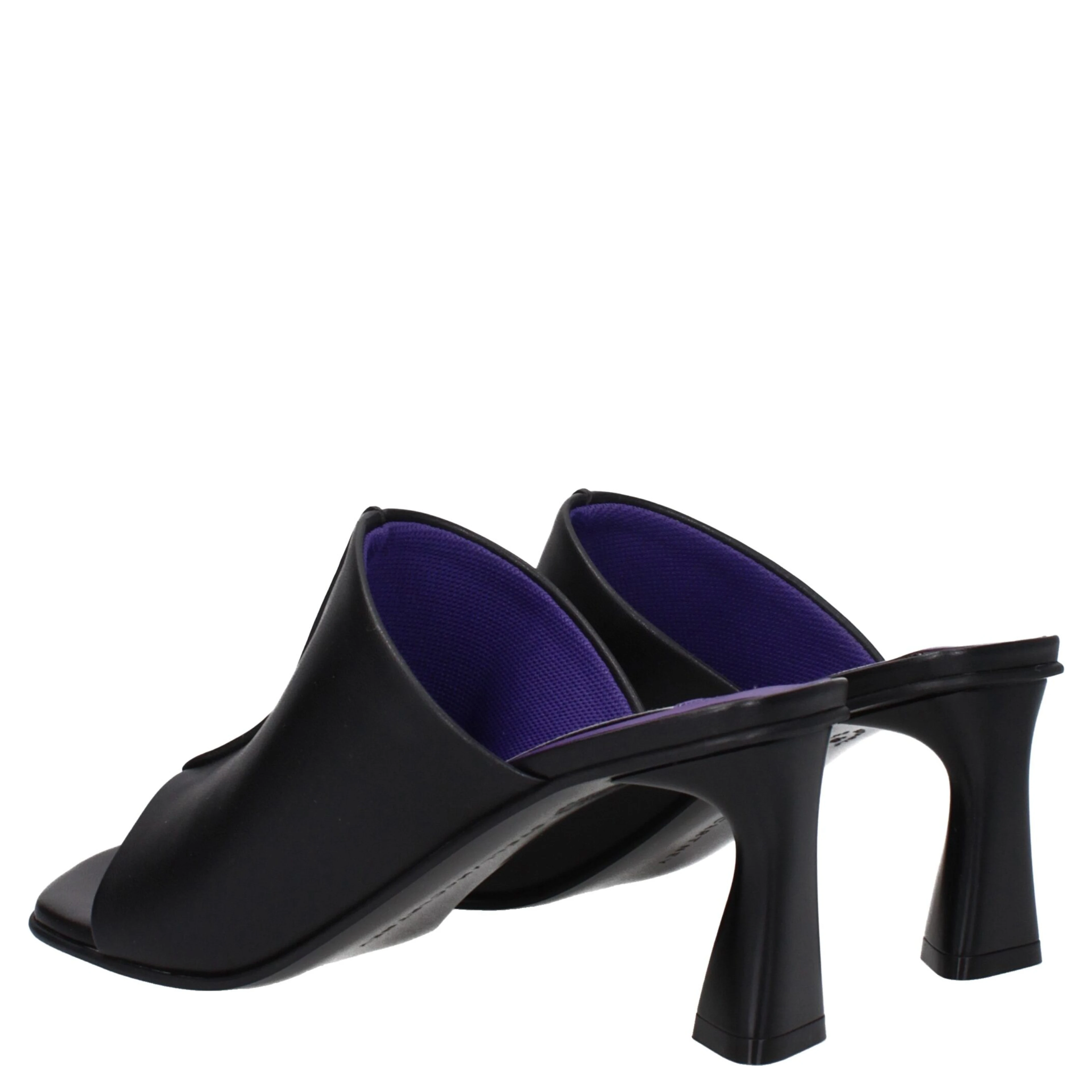 Black Leather Stiletto Heel Sandals