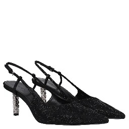 Black Fabric High Heel Pumps