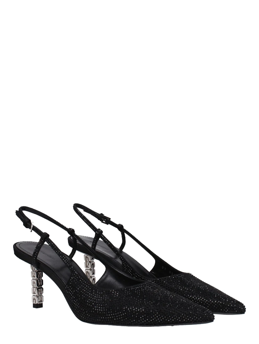 Black Fabric High Heel Pumps