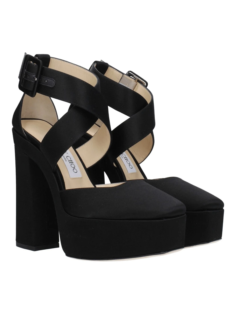 Black Satin Platform Sandals