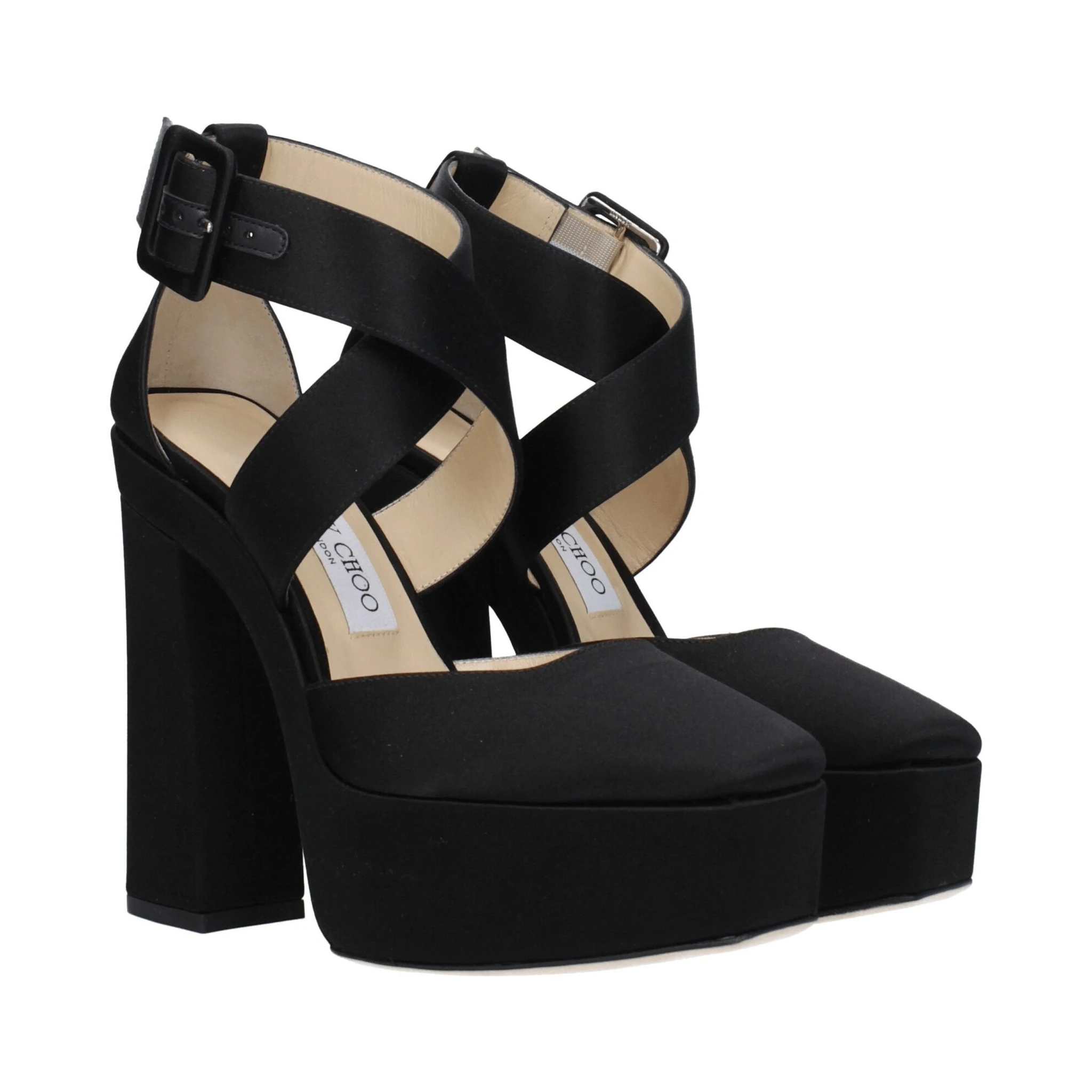 Black Satin Platform Sandals