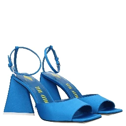 Blue Satin Stiletto Heel Sandals
