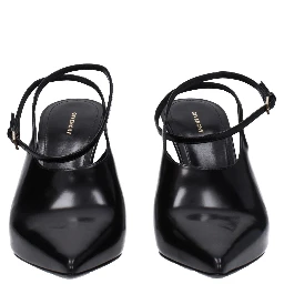 Black Leather High Heel Pumps