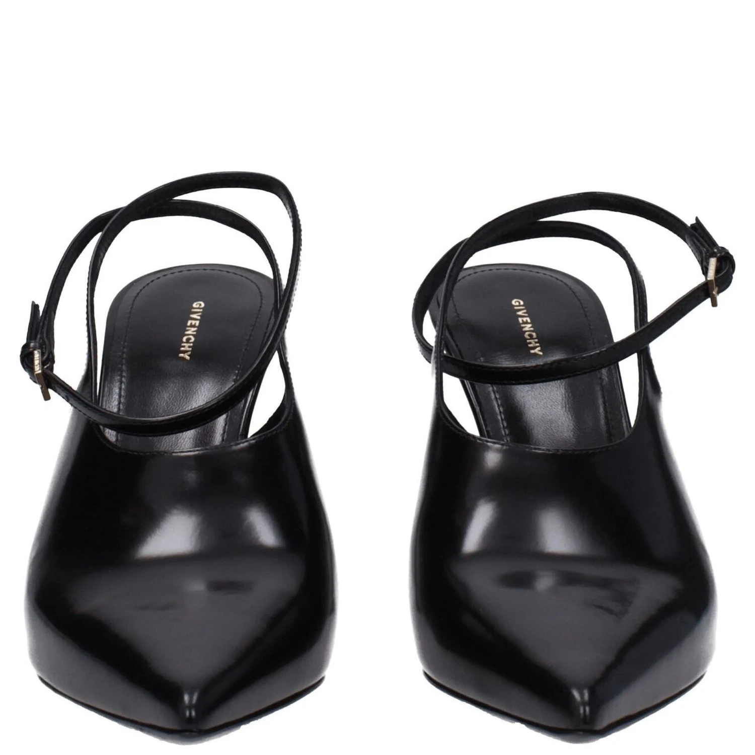 Black Leather High Heel Pumps