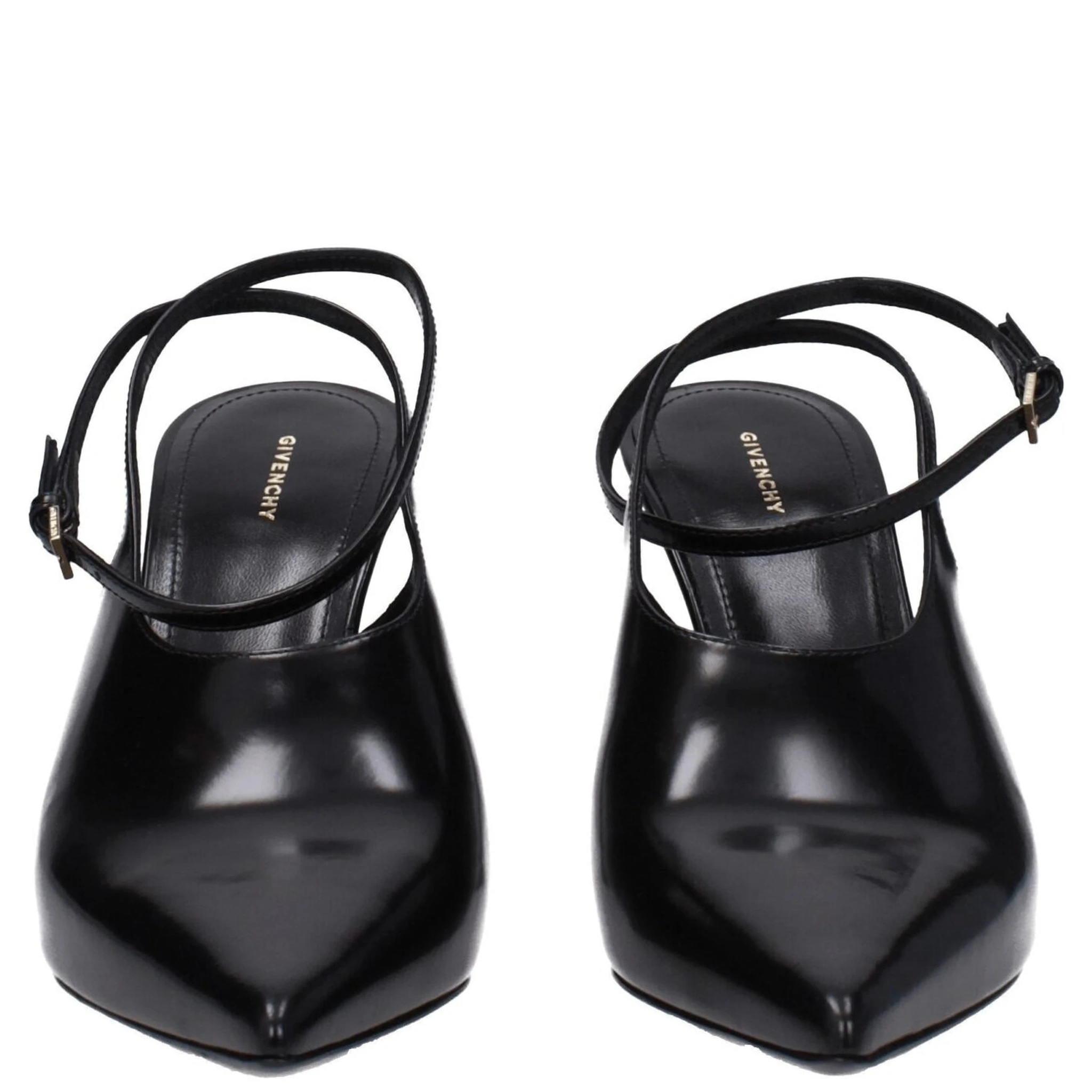 Black Leather High Heel Pumps