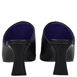 Black Leather Stiletto Heel Sandals