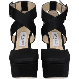 Black Satin Platform Sandals