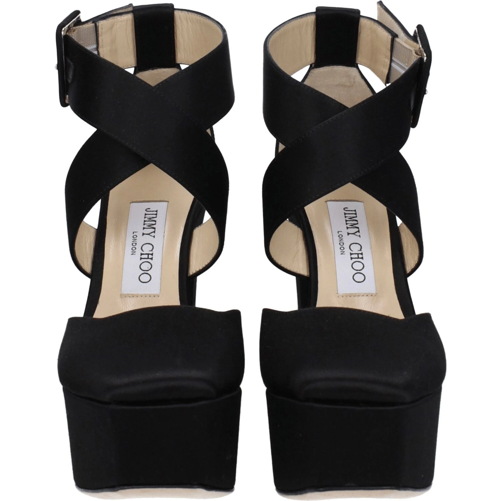 Black Satin Platform Sandals