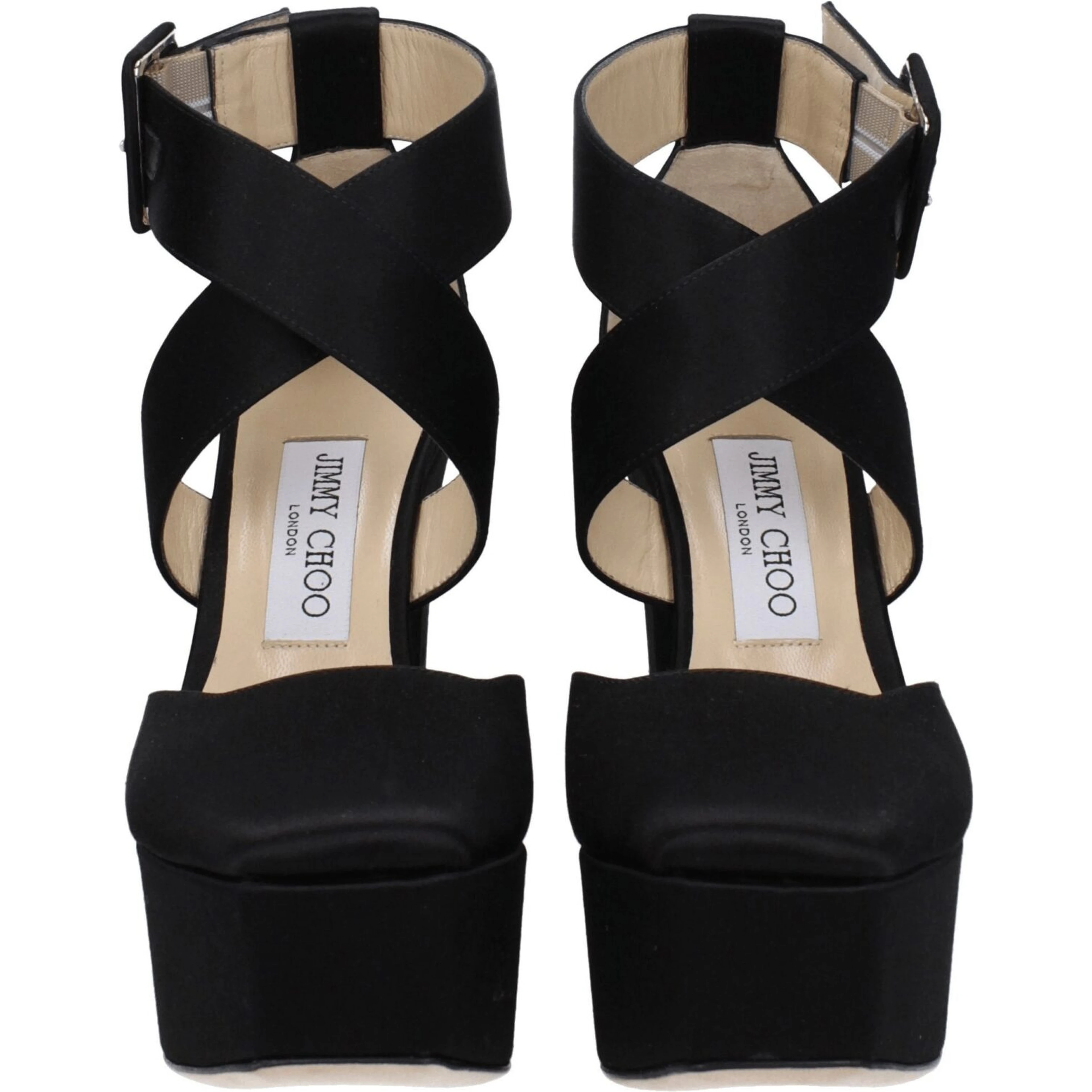 Black Satin Platform Sandals