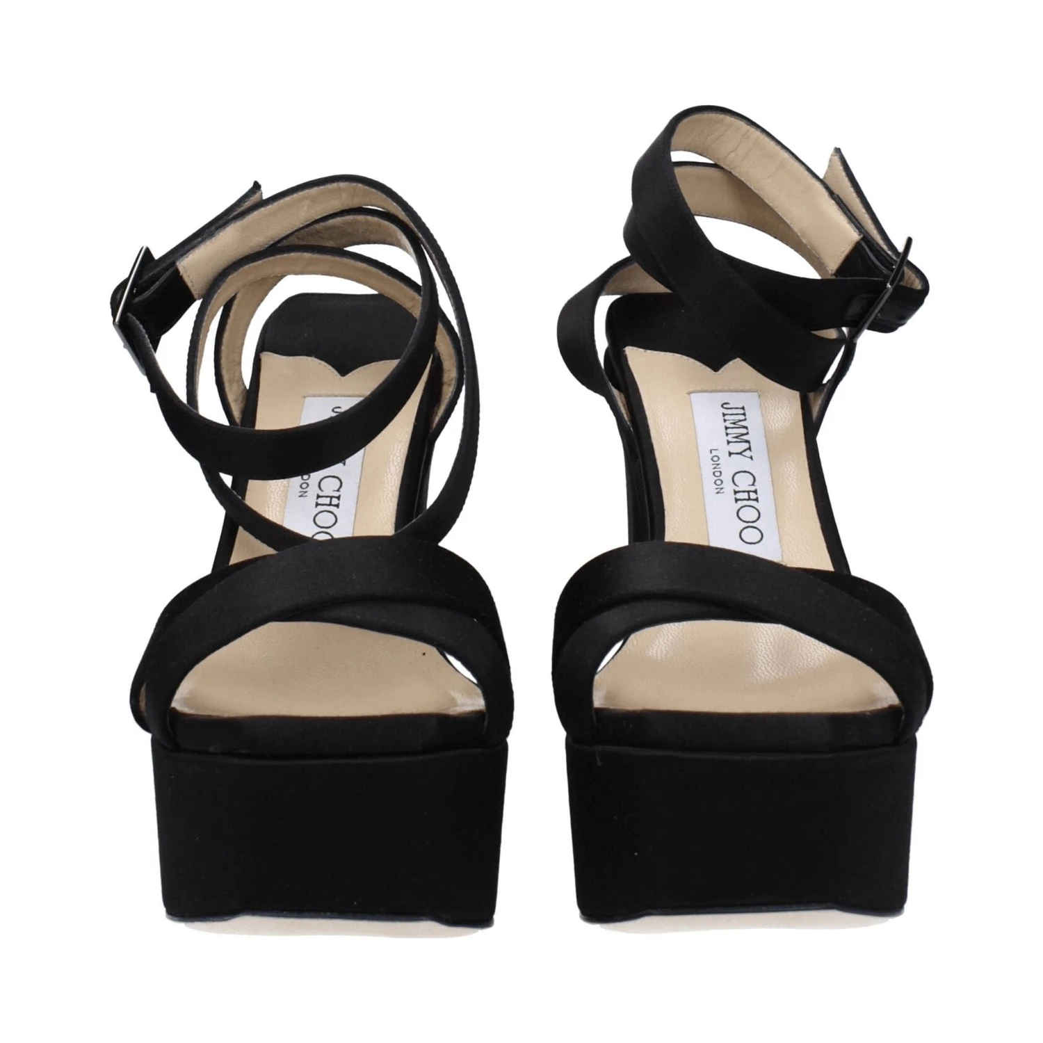 Black Satin Platform Sandals