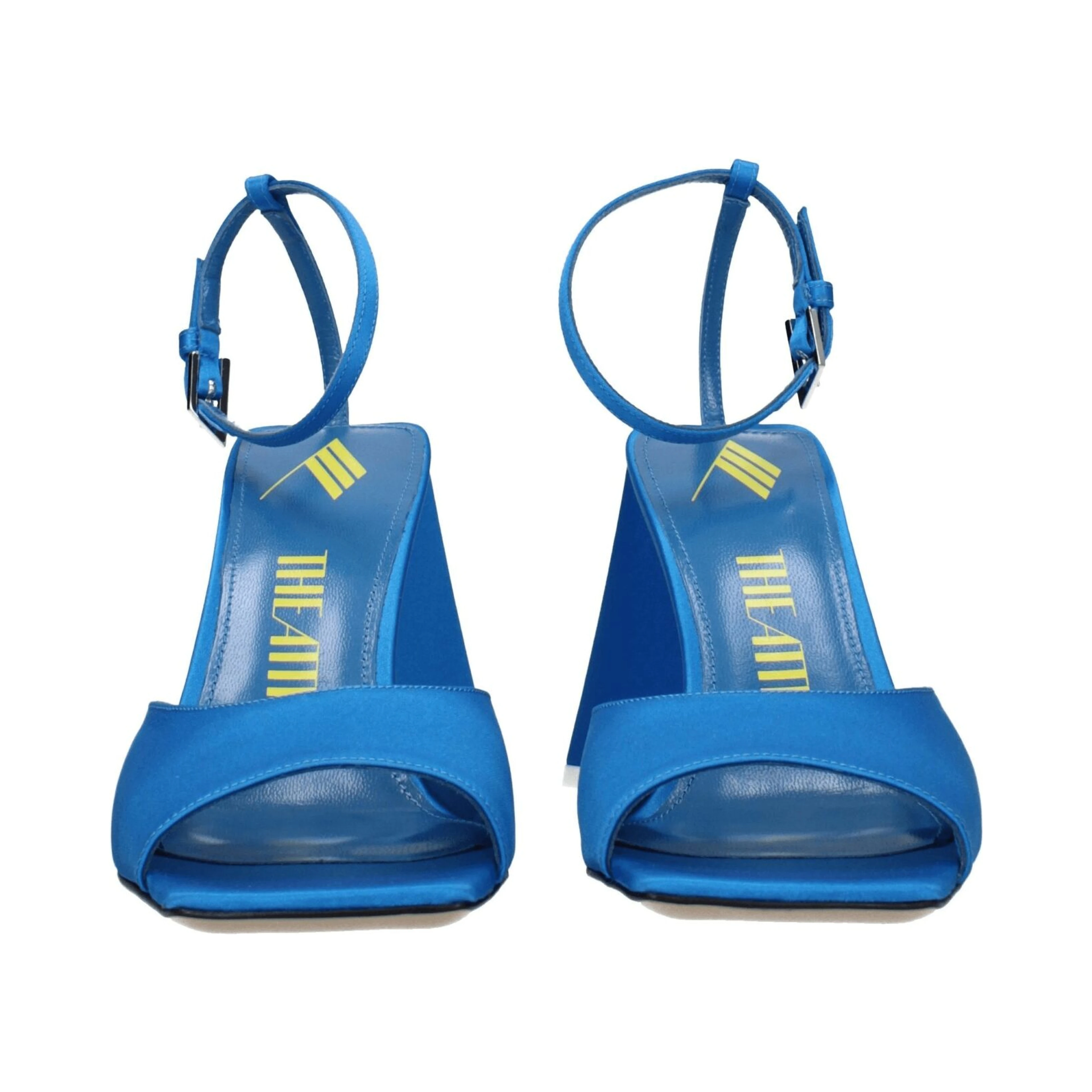 Blue Satin Stiletto Heel Sandals