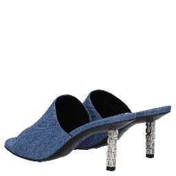 Blue Fabric Platform Sandals