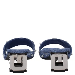 Blue Fabric Flat Sandals