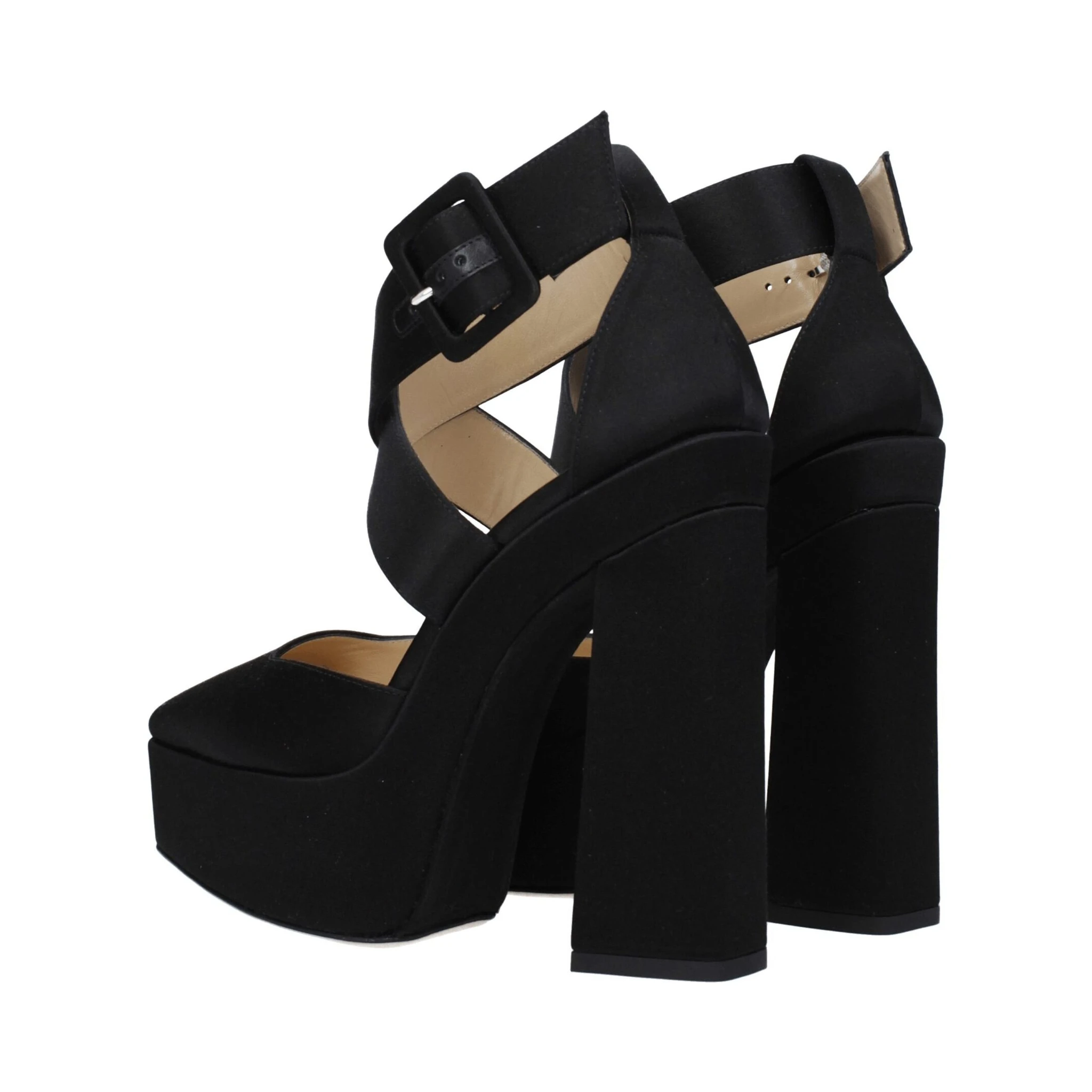 Black Satin Platform Sandals