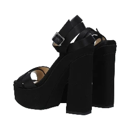 Black Satin Platform Sandals