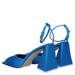 Blue Satin Stiletto Heel Sandals