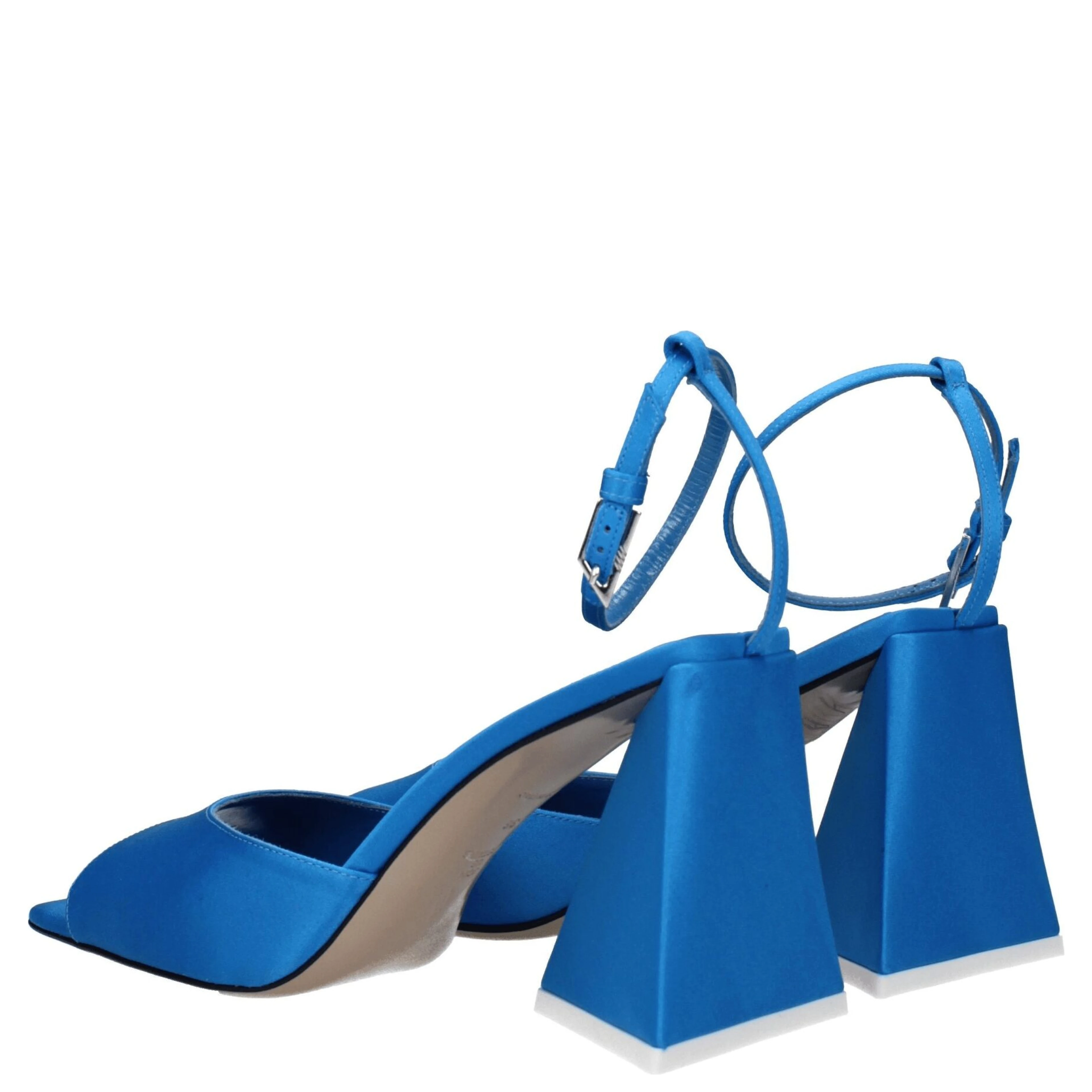 Blue Satin Stiletto Heel Sandals