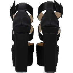 Black Satin Platform Sandals