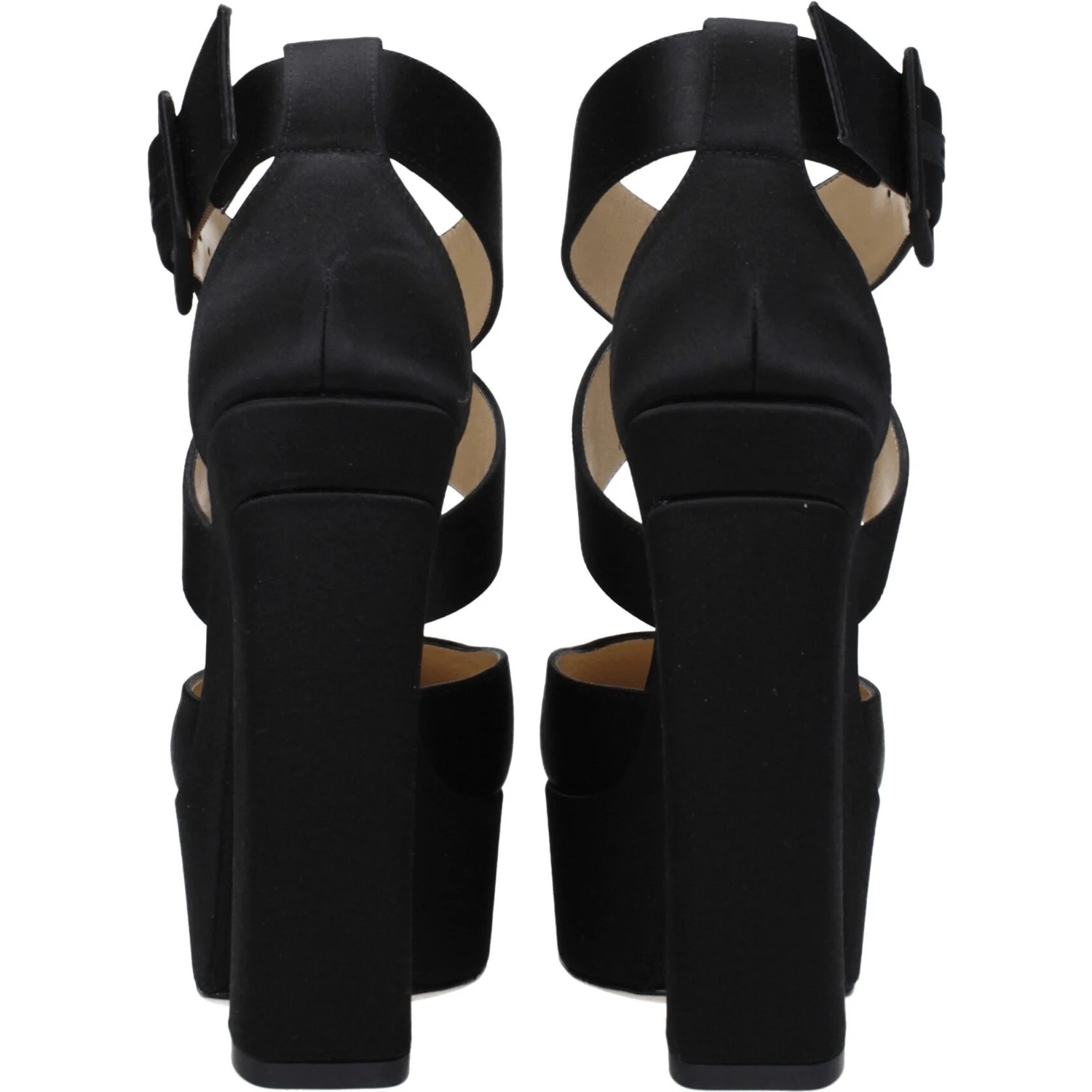 Black Satin Platform Sandals