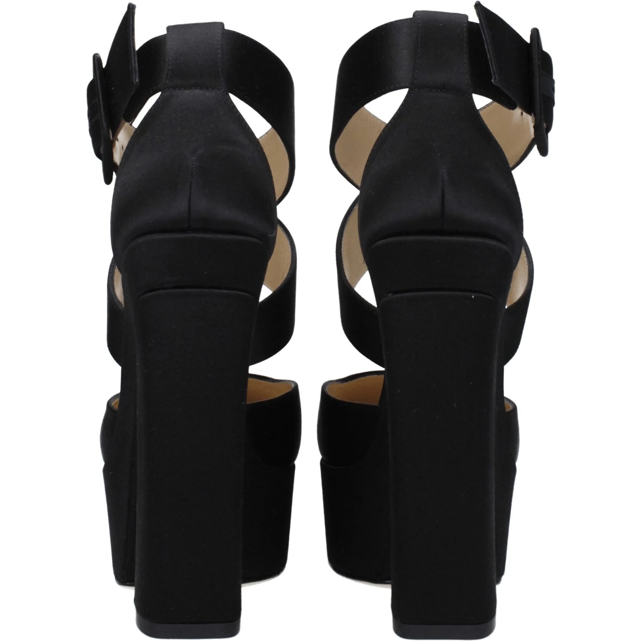 Black Satin Platform Sandals