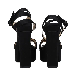 Black Satin Platform Sandals