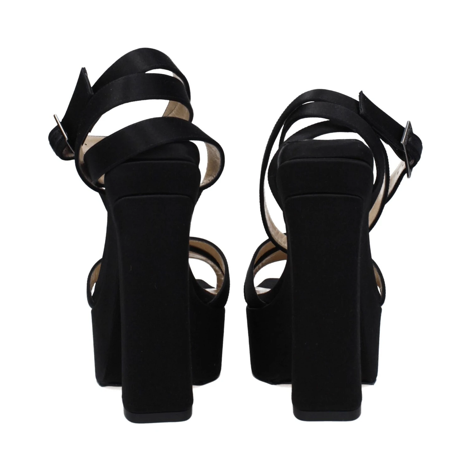 Black Satin Platform Sandals