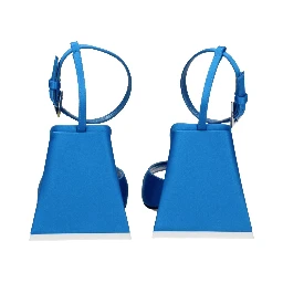 Blue Satin Stiletto Heel Sandals