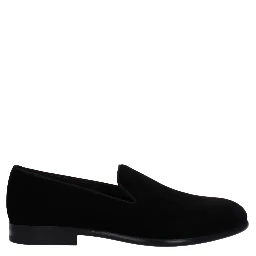 Black Velvet Slip-On Loafers