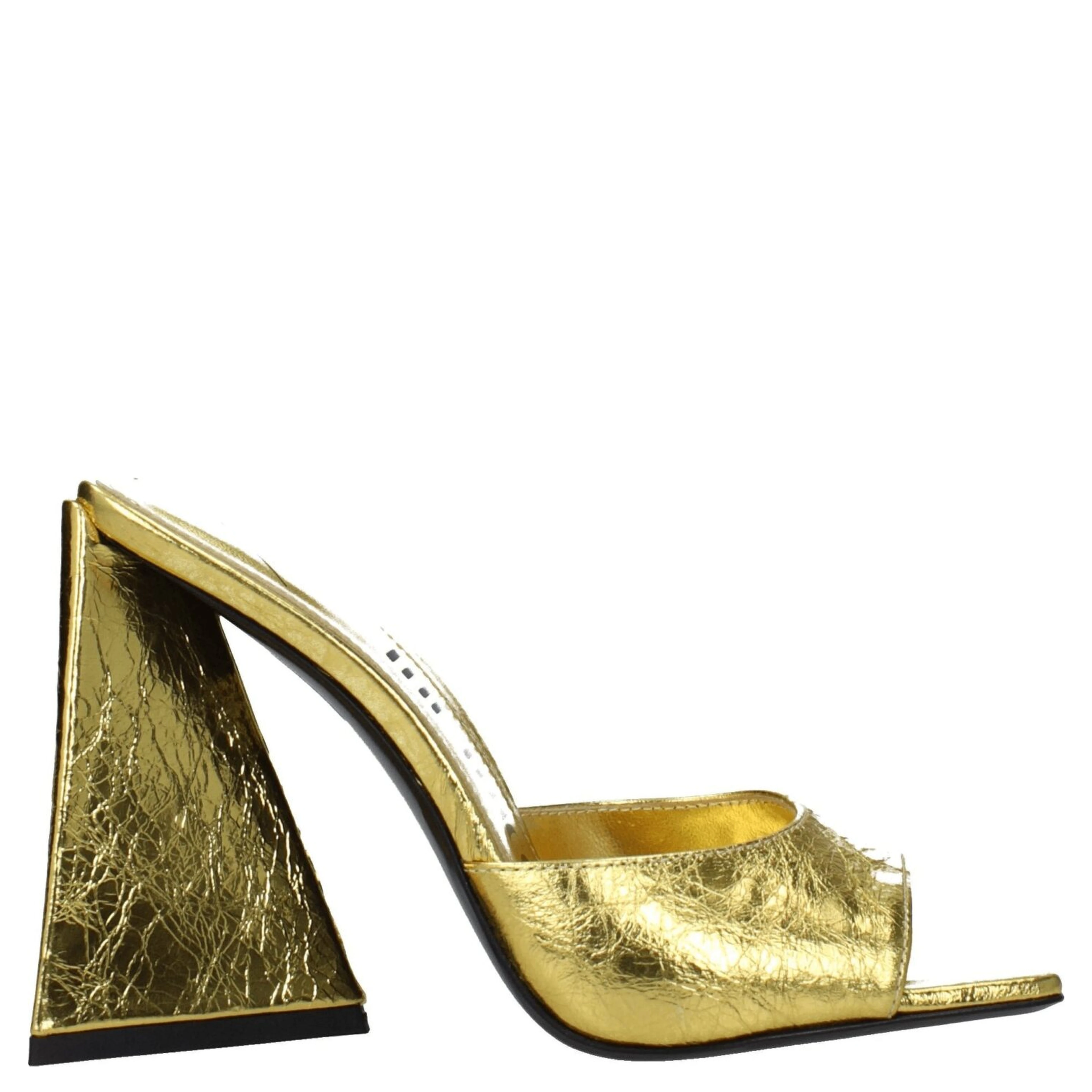 Gold Leather Platform Sandals