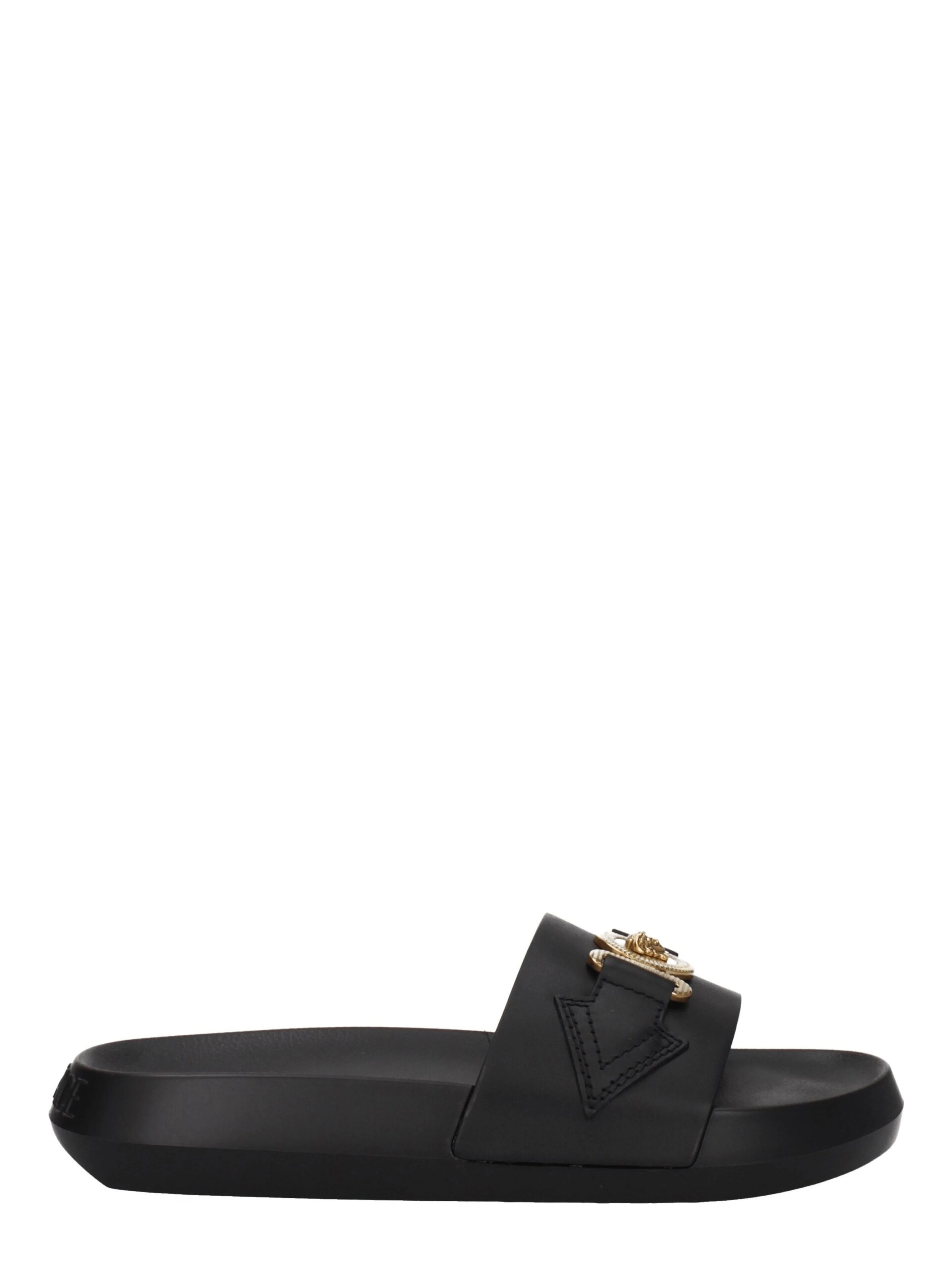 Black Leather Slippers
