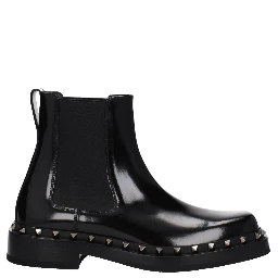 حذاء كاحل من الجلد الأسود