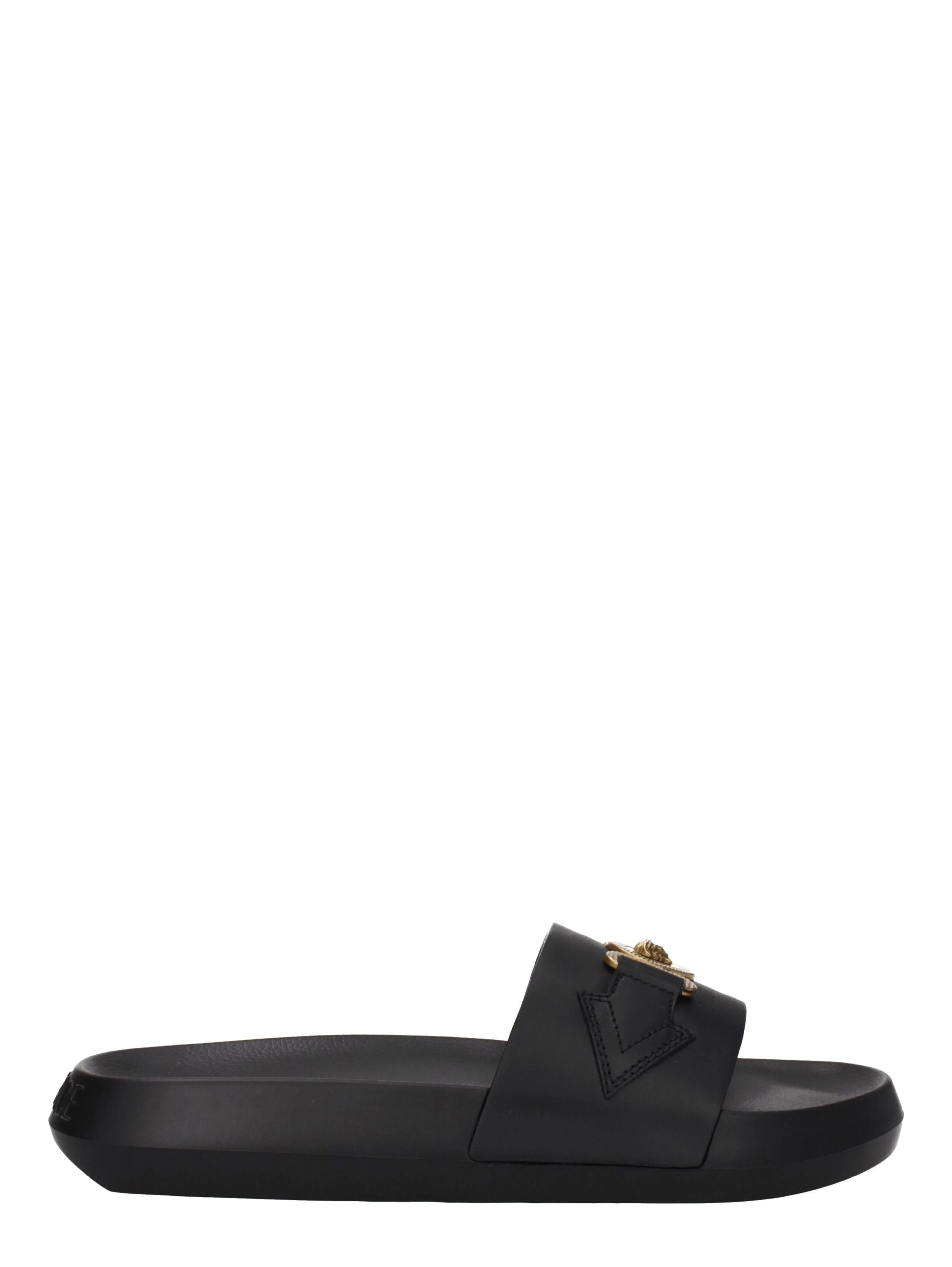 Black Leather Slippers