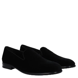 Black Velvet Slip-On Loafers