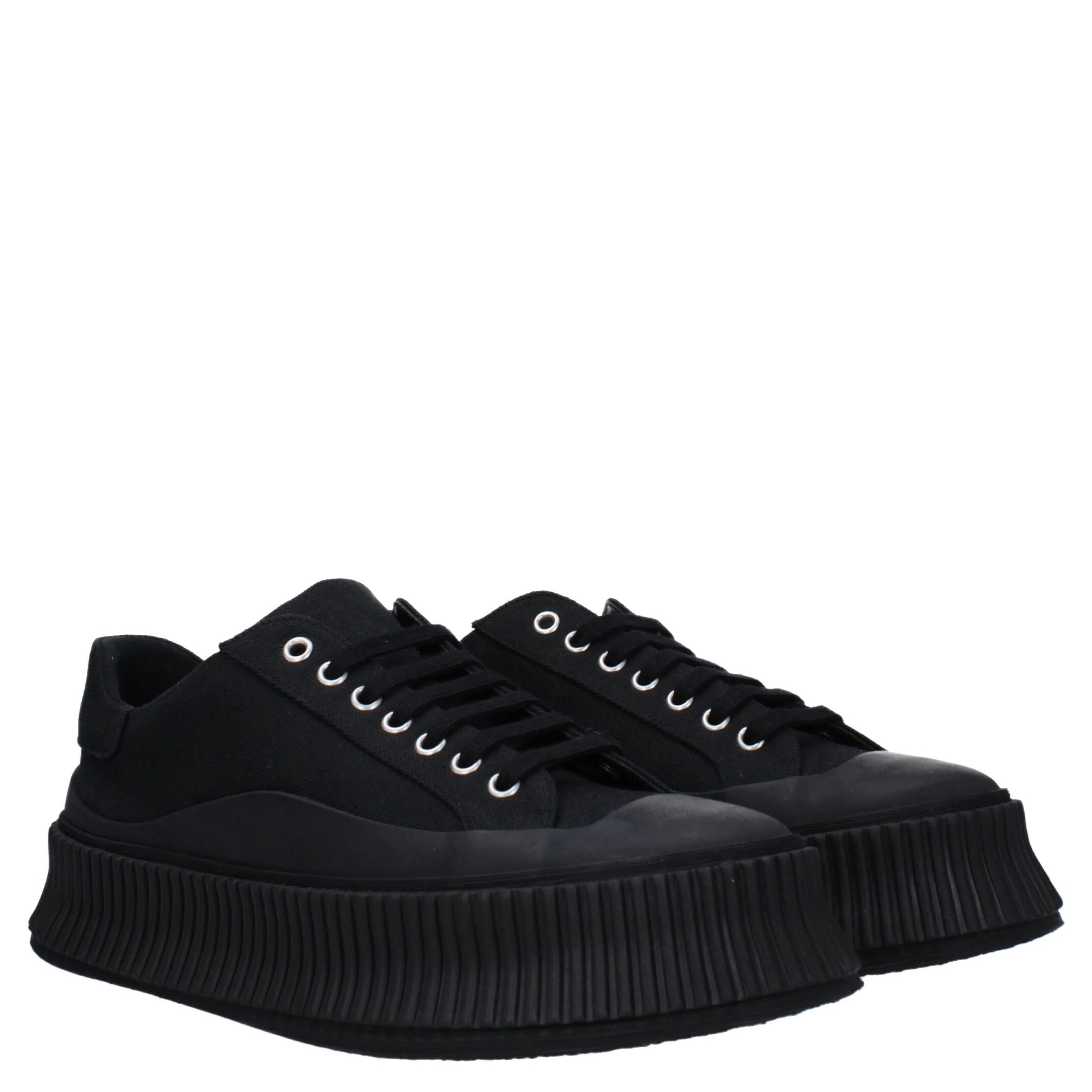 Black Fabric Platform Sneakers