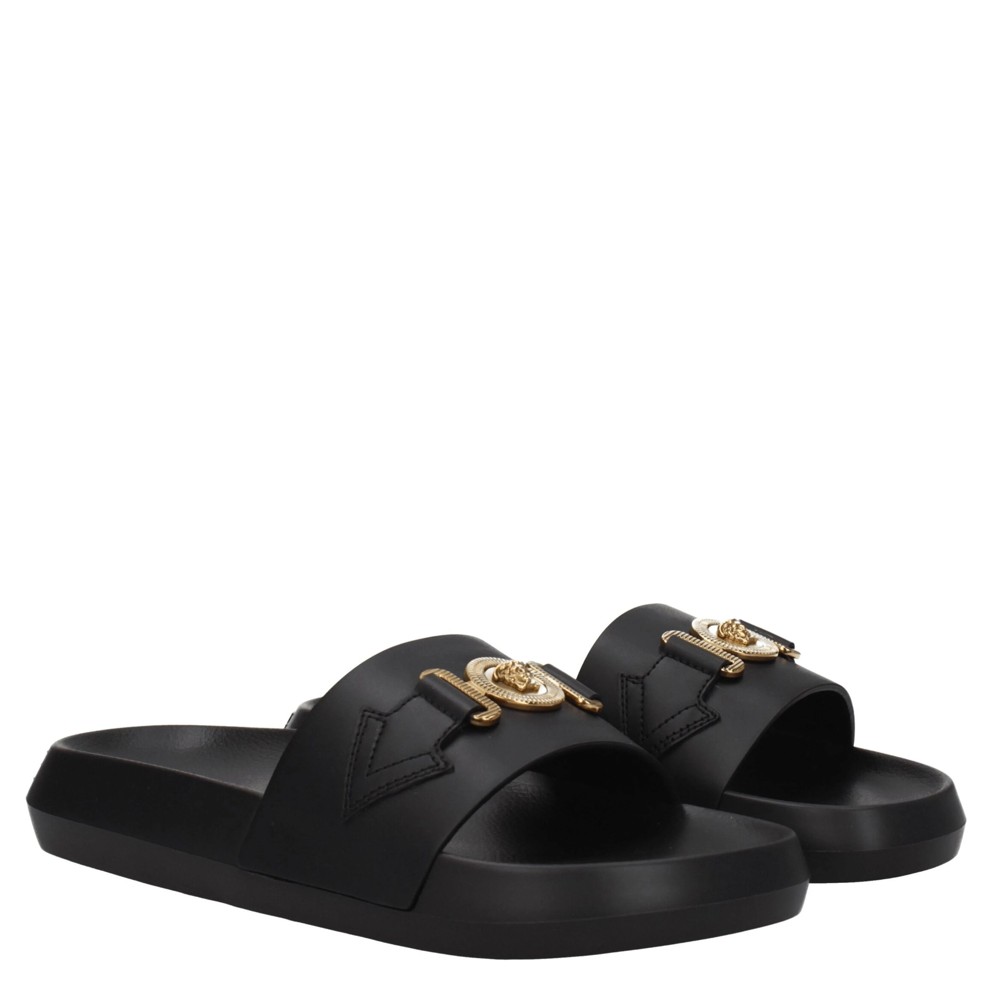Black Leather Slippers