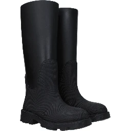 Black Cotton Rain Boots