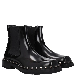 حذاء كاحل من الجلد الأسود