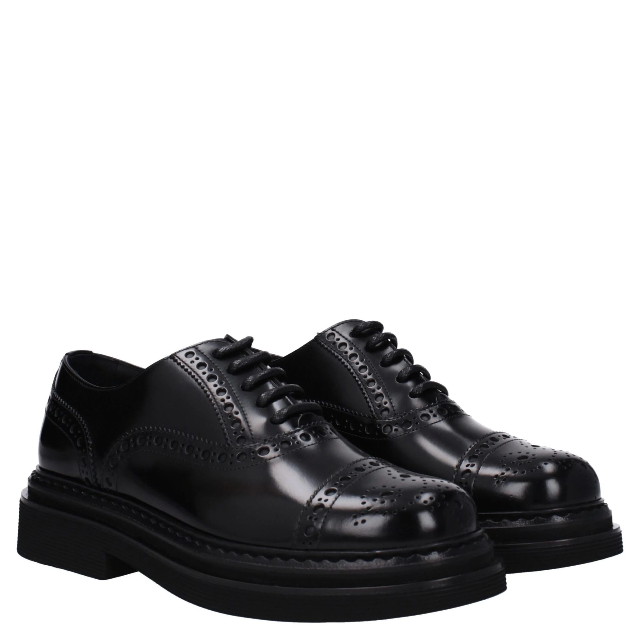 Black Leather Oxfords And Derbies