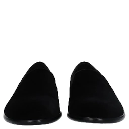 Black Velvet Slip-On Loafers