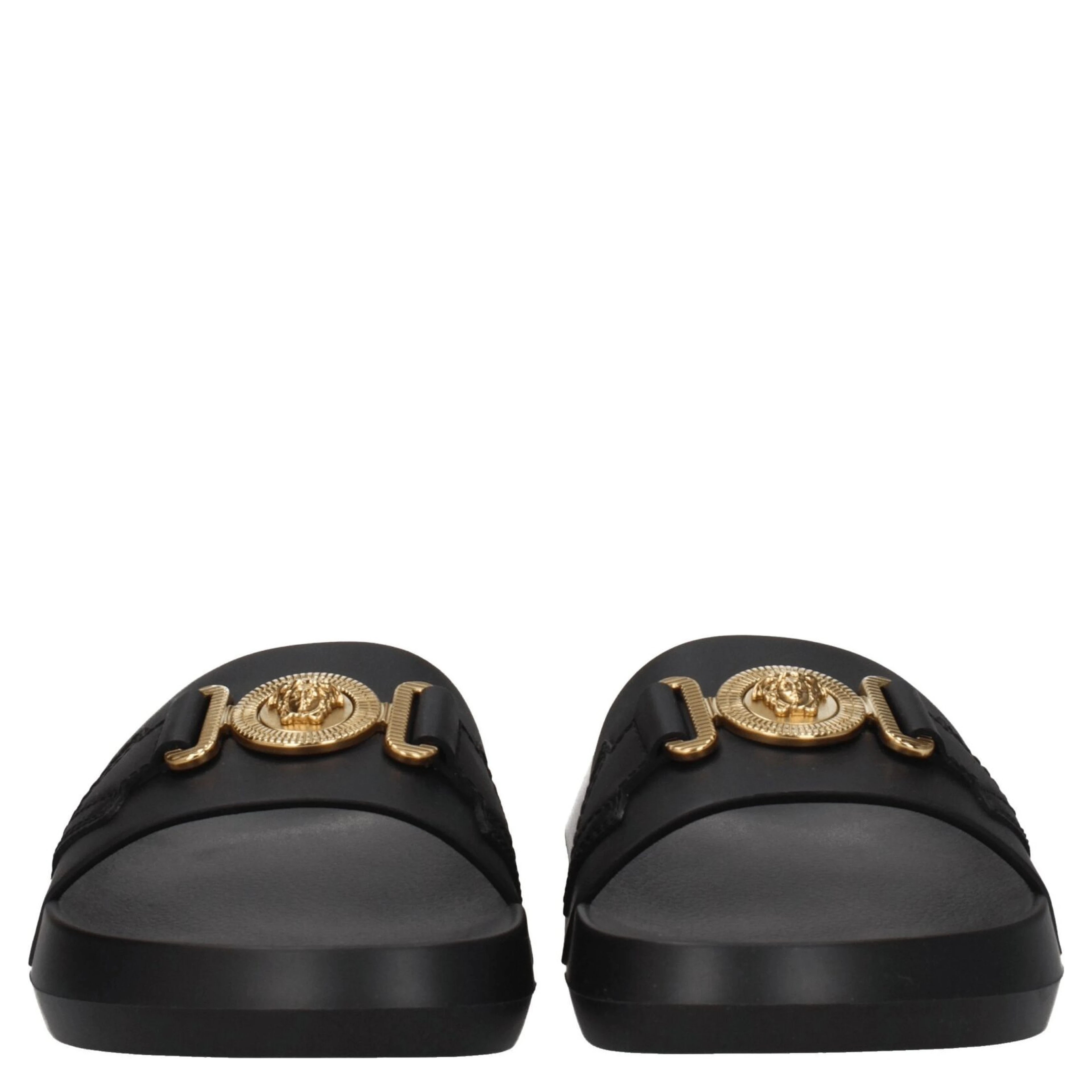 Black Leather Slippers