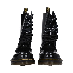 حذاء كاحل من الجلد الأسود