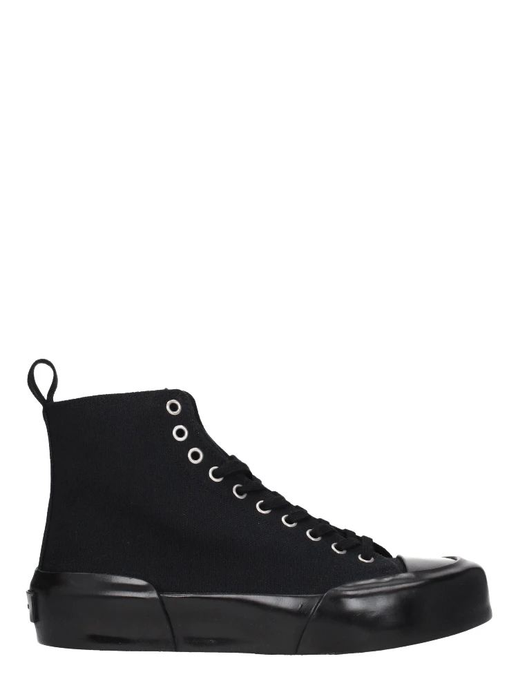 Black Fabric High Top Sneakers