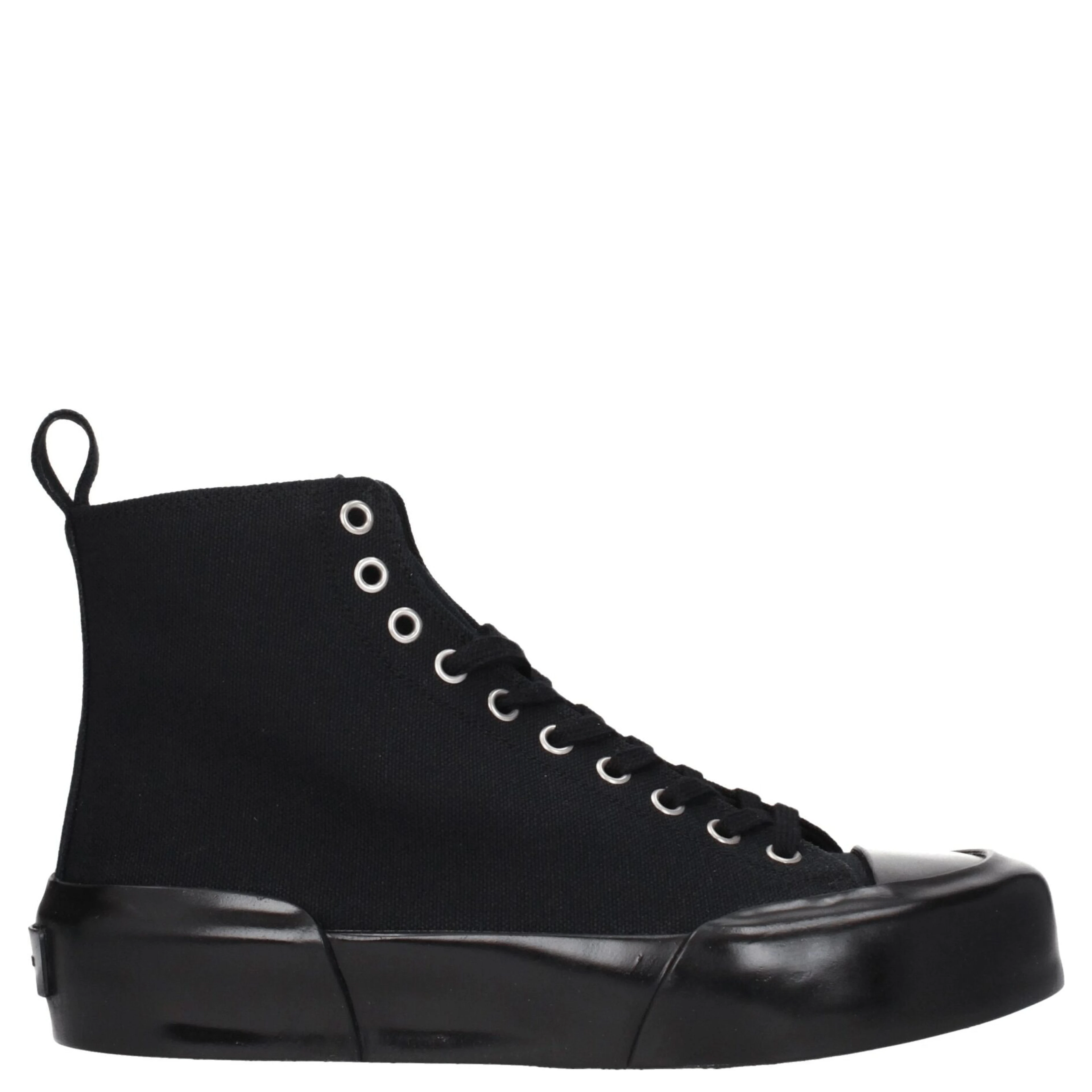 Black Fabric High Top Sneakers
