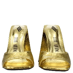 Gold Leather Platform Sandals