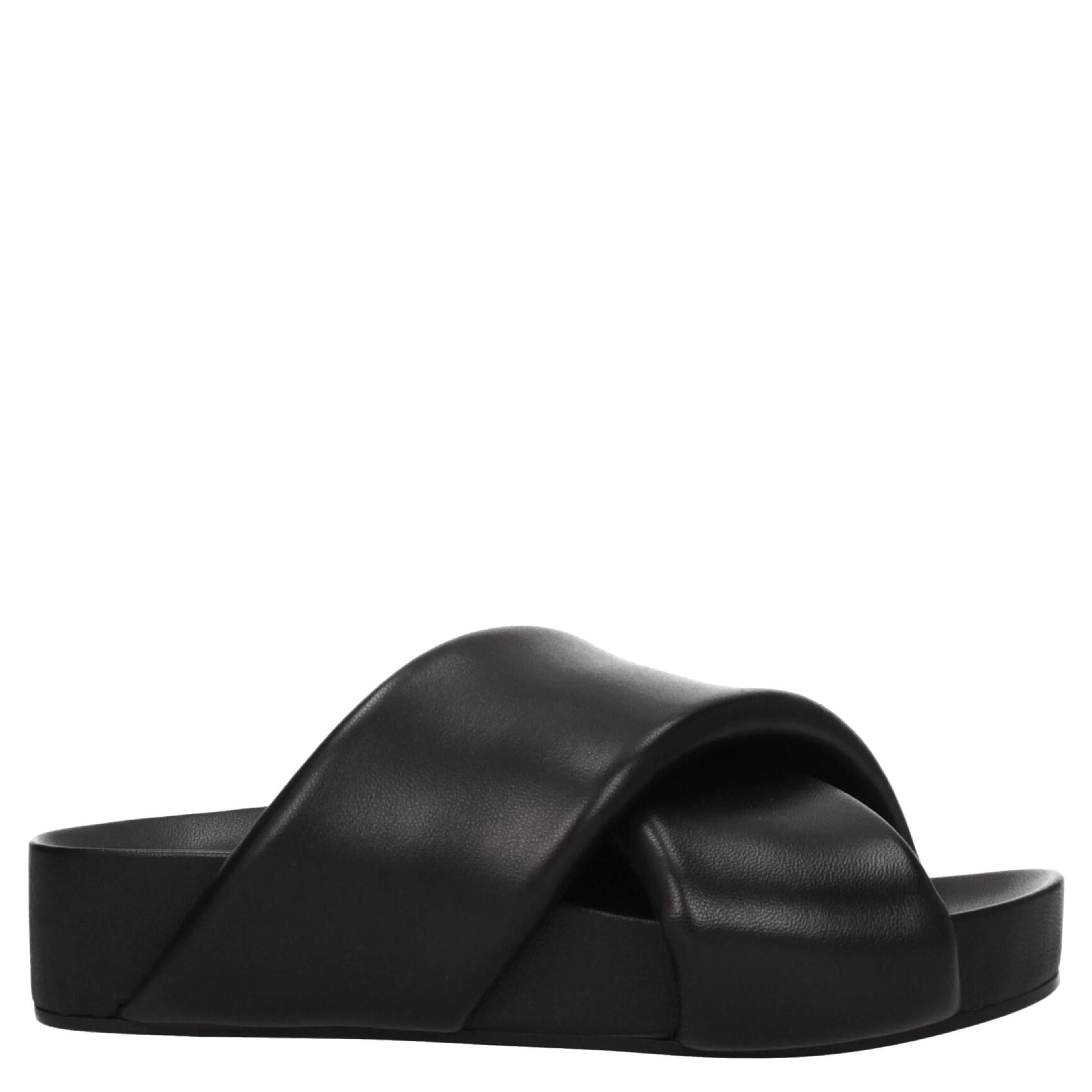 Black Leather Slippers