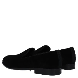 Black Velvet Slip-On Loafers