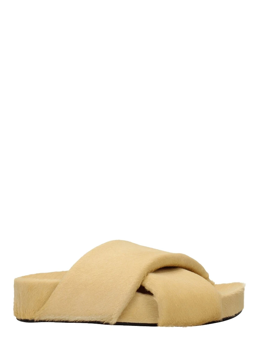 Beige Horsehair Slippers